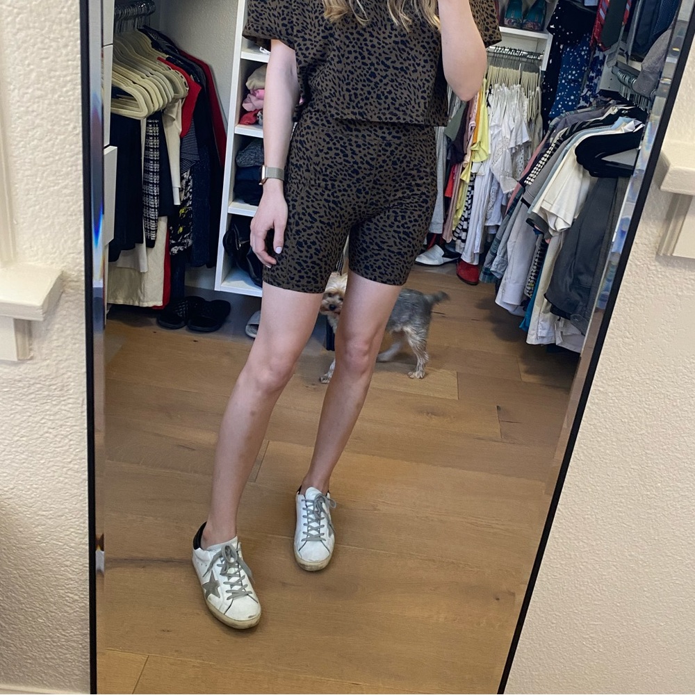 Monrow Mini Leopard Biker Shorts Size XS